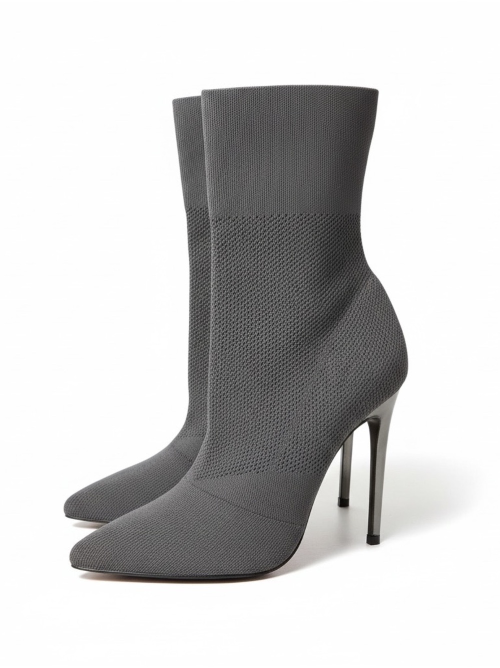 Steve Madden Black Stretch Knit Sock Ankle Boots with Stiletto Heel